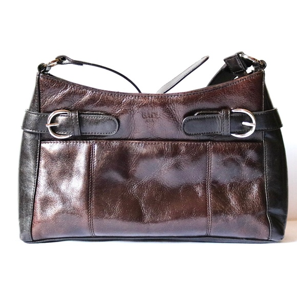 BACI Italian Purse Shoulder Bag Brown Italian Leather & Man Made Trim Fall - Picture 1 of 9